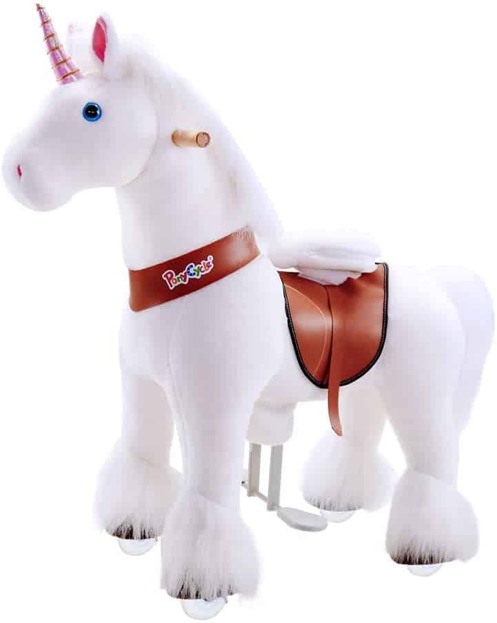 PonyCycle Official Classic U Series Ride on White Horse Unicorn Toy